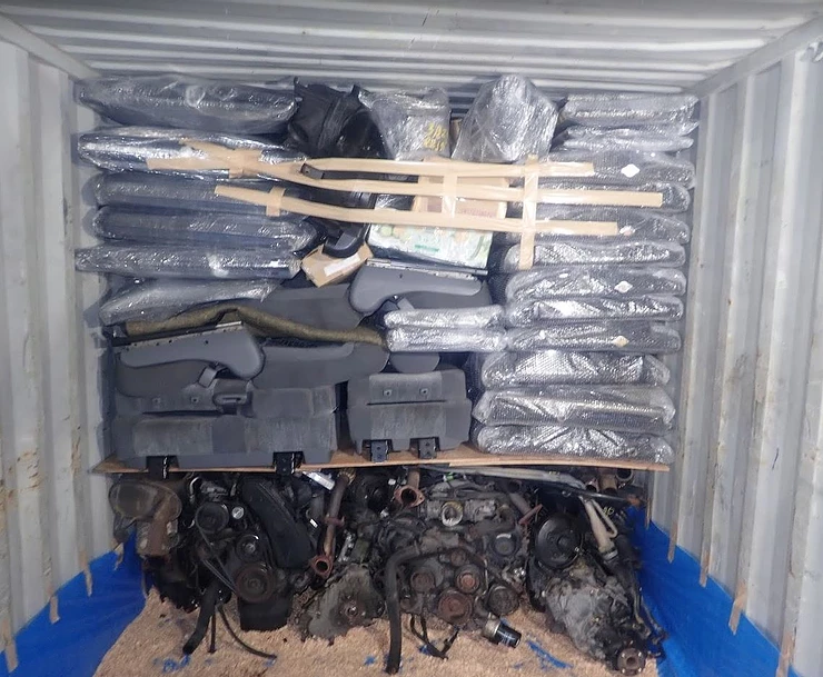 Car parts in container - ready to be exported