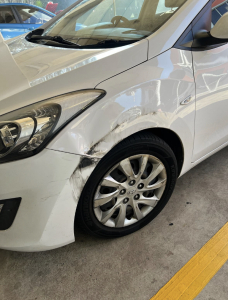 Hyundai i30 Hatch 2013 used car part search Left side front guard and front bumper - colour white