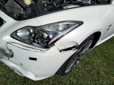 InfinityQ60 Coupe 2014 used car part search Front bonnet- grille - Left hand head light complete - engine stone guard
