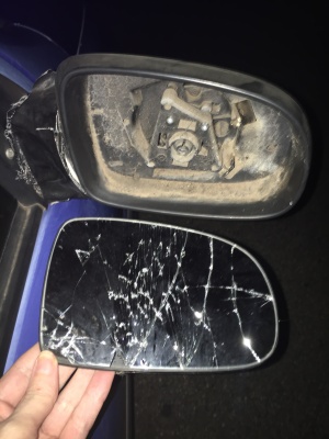 Holden Barina Hatch 2005 used car part search Driver's side mirror (right). Mirror has been smashed out of the holder, so perhaps just the mirror is needed rather than the